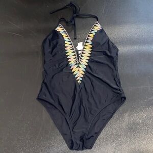 Cupshe Black One Piece with Colorful Trim